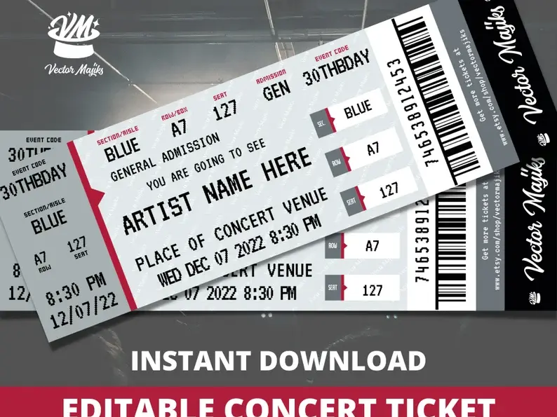 custom Concert or Game Tickets