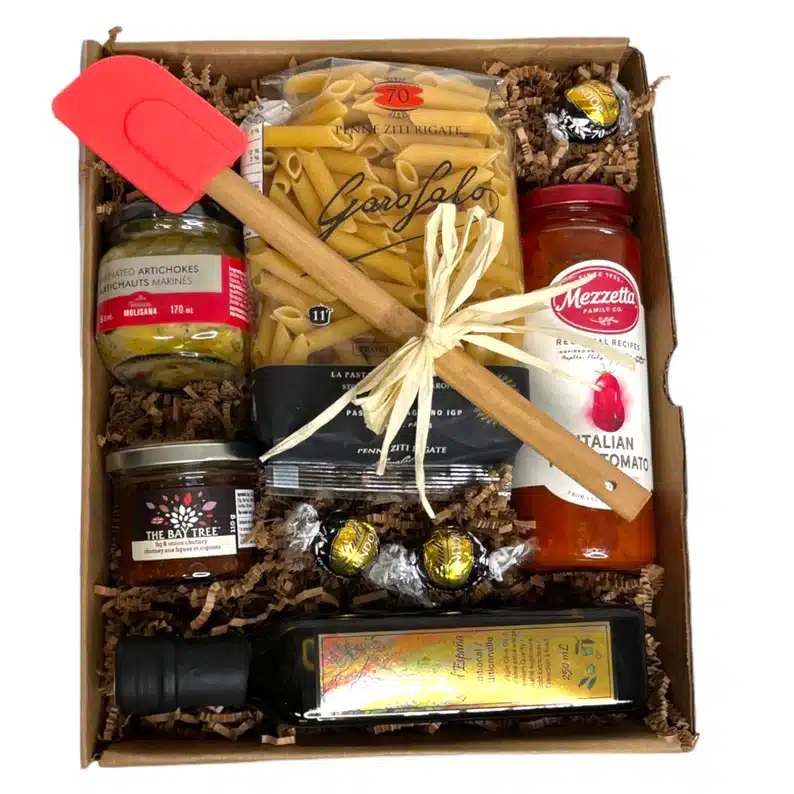Welcome Gifts for Vacation Rental Guests - Box with everything needed to make pasta 