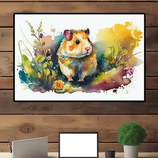 water color photo of a hamster. 