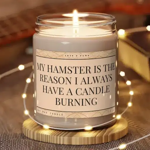 Unique Gift Ideas For Hamster Lovers - candle that says my hamster is the reason i always have a candle burning. 