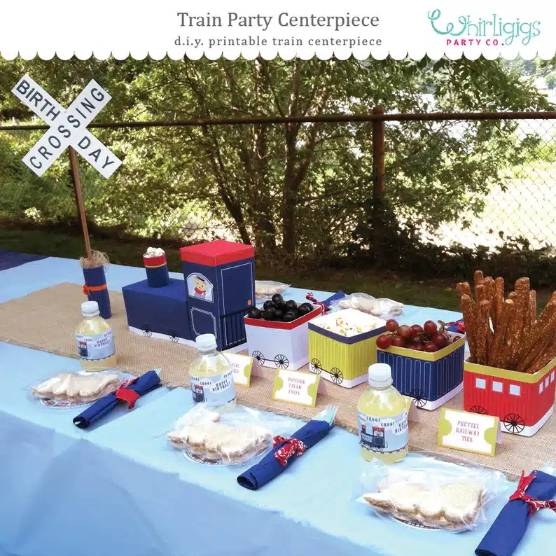Train Birthday Party Centerpiece : A DIY Craft Printable for your train or transportation party | Train Centerpiece Printable. Train Themed Party