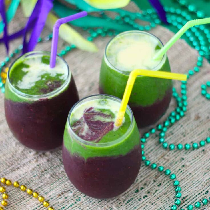 Image for Mardi Gras Smoothies with purple, green and gold layers