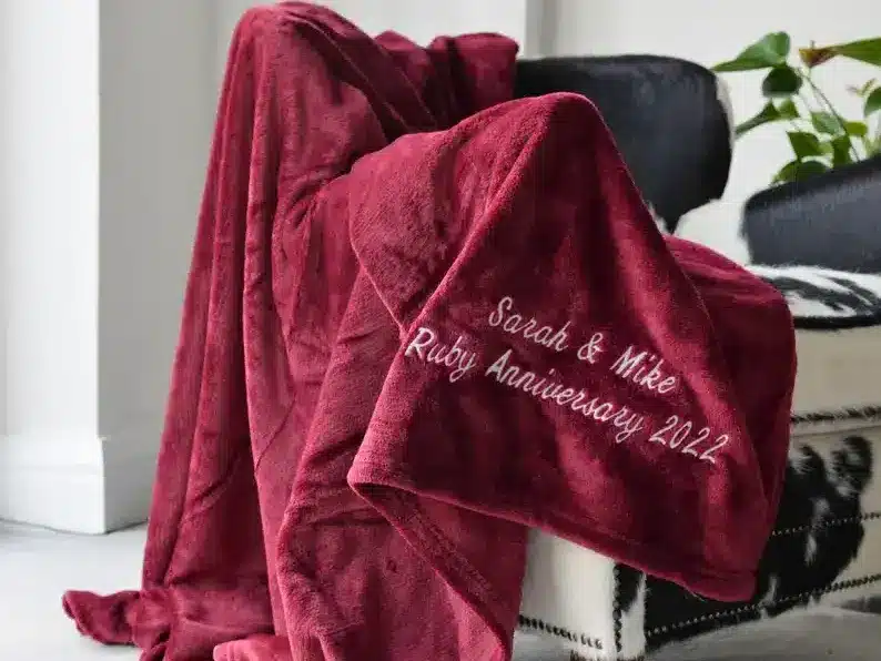 Personalized Ruby 40th Anniversary Blanket