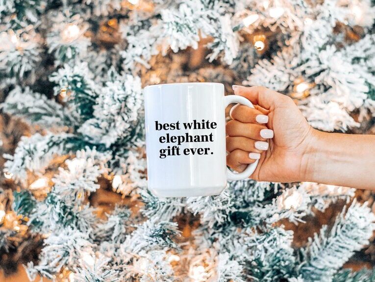 White Elephant Gift Mug safe for the office gift exchange