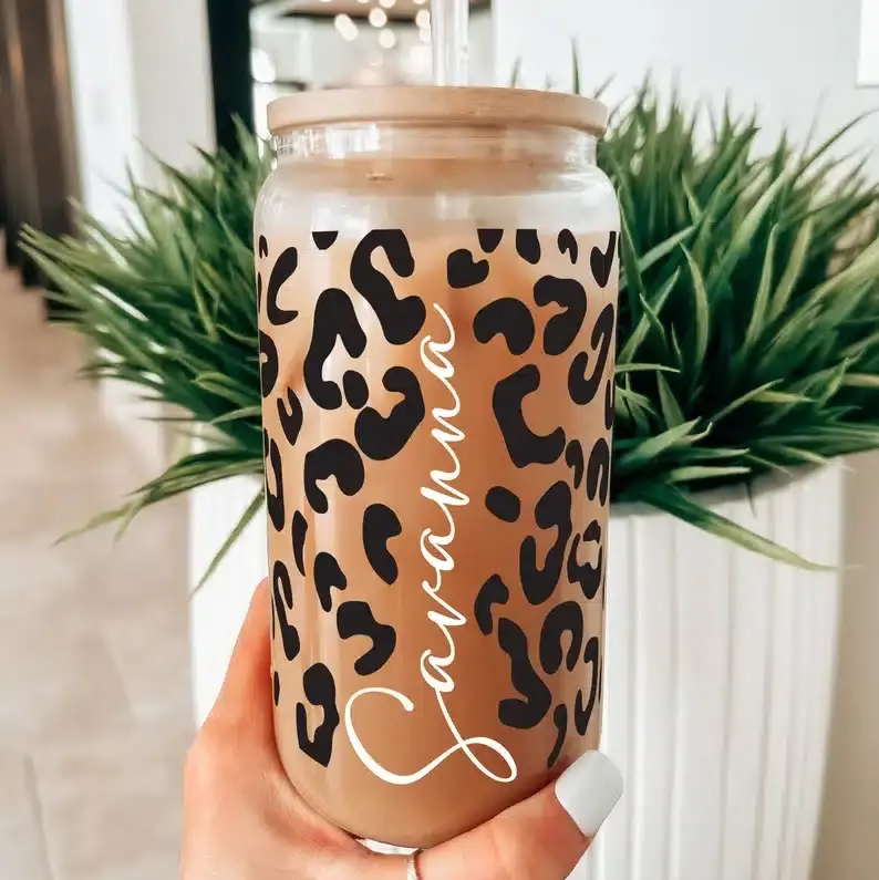 Leopard Print Iced Coffee Cup