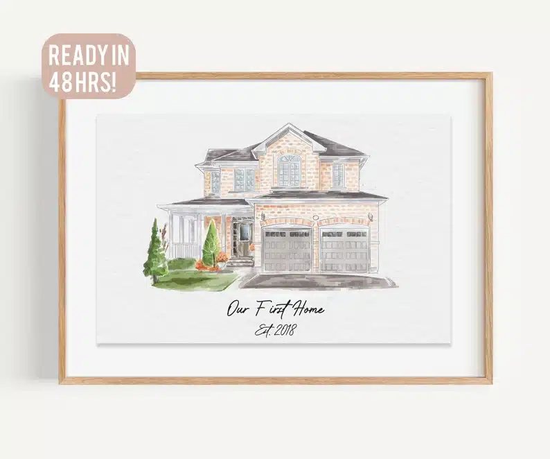 Housewarming Gifts for a Newly Divorced Friend - water color of your home 