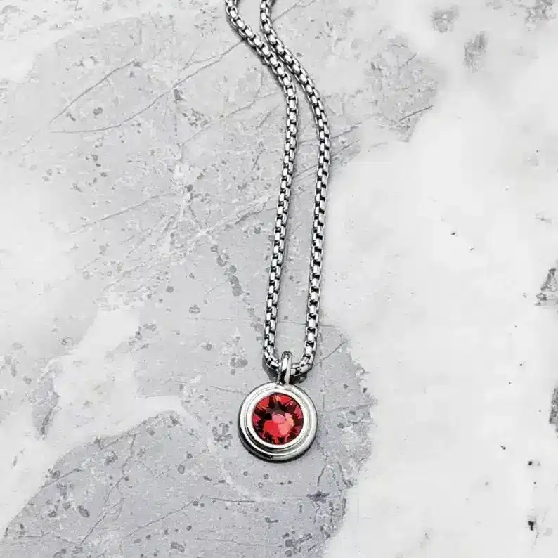 Men's Ruby Coin Necklace