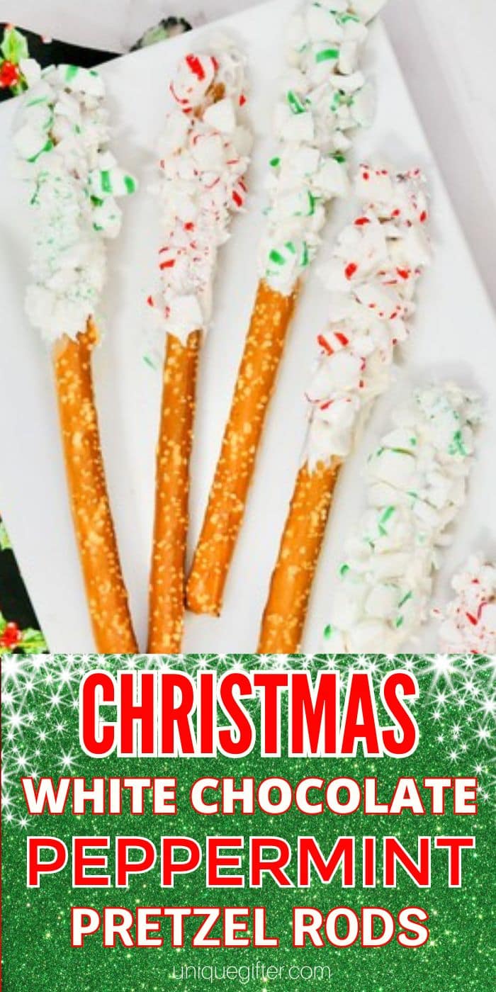 Christmas White Chocolate Peppermint Pretzel Rods