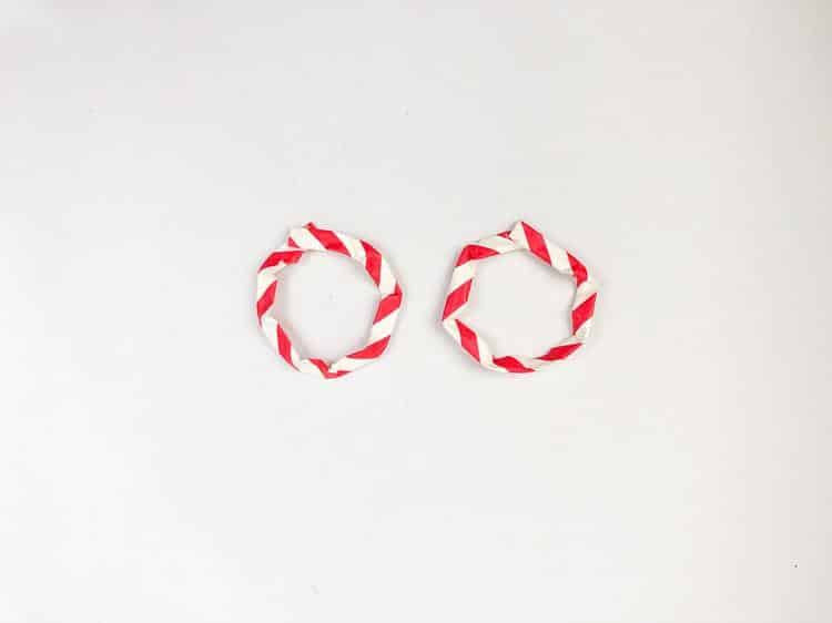 red straws formed into circles. 