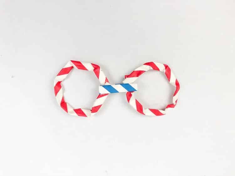 Paper Patriotic Glasses: red straws formed into circles with a blue one in the middle. 