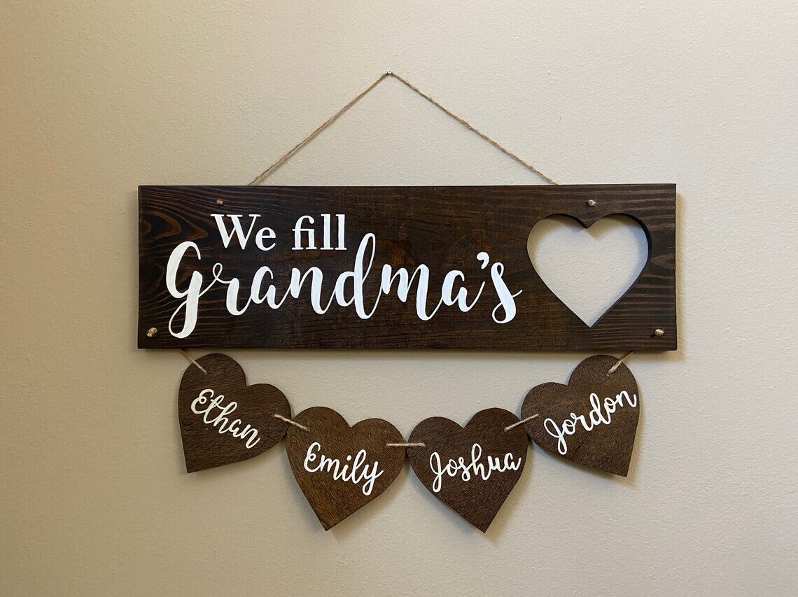 Custom Heart Shaped Wooden Decoration for a grandma