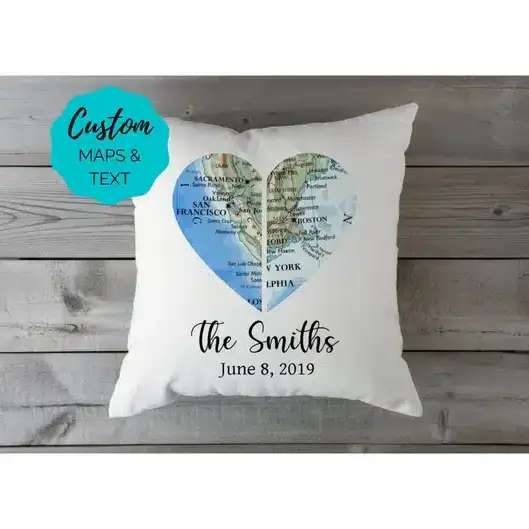 Map Heart Pillow custom