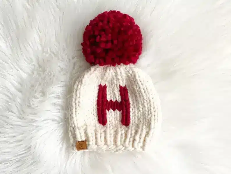 H letter knit hat for kids