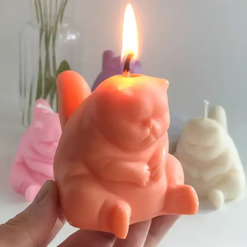 Grumpy fat Cat Candle