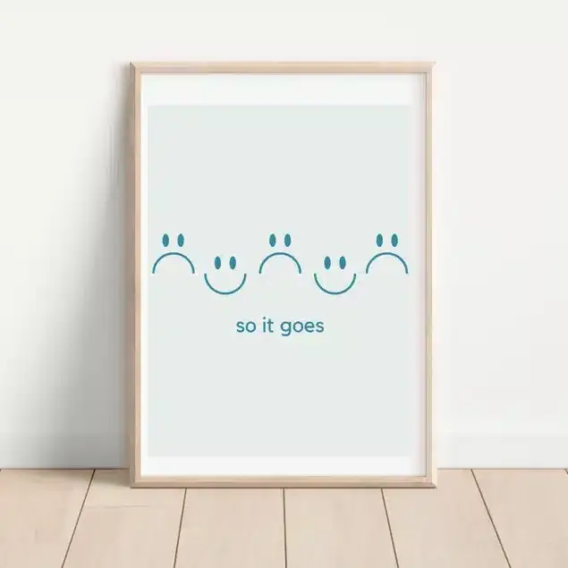So it goes smile and frown face wall art