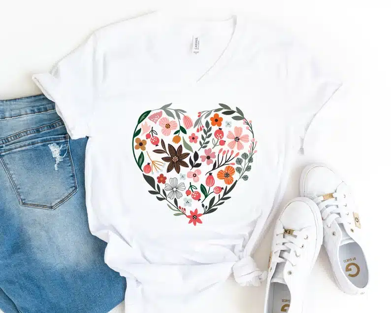 Heart Shirt with wildflowers