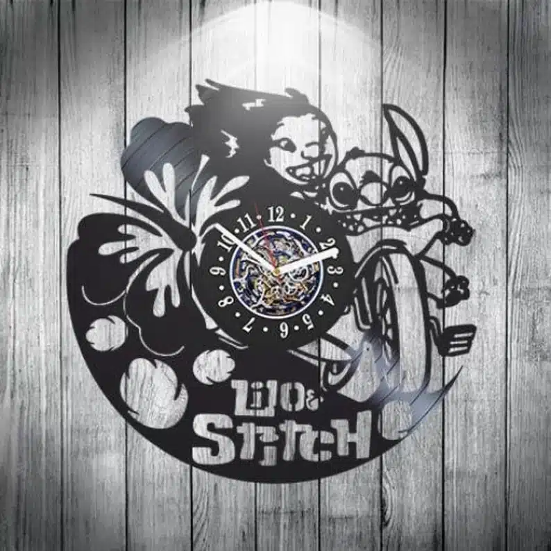 Lilo and Stitch Gift Ideas - Vinyl record wall clock 