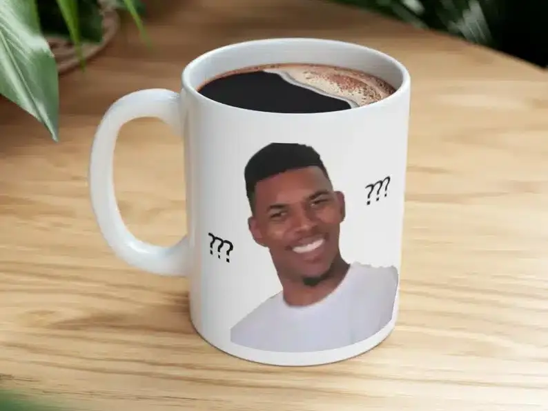 Question mark guy meme mug