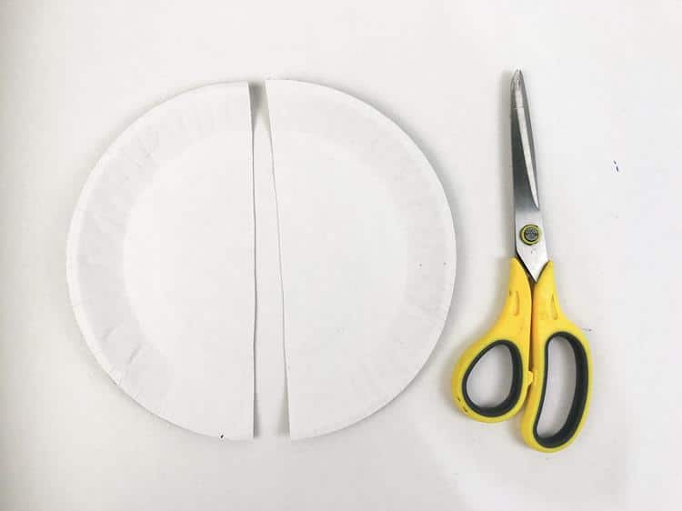 White plate cut in half. 