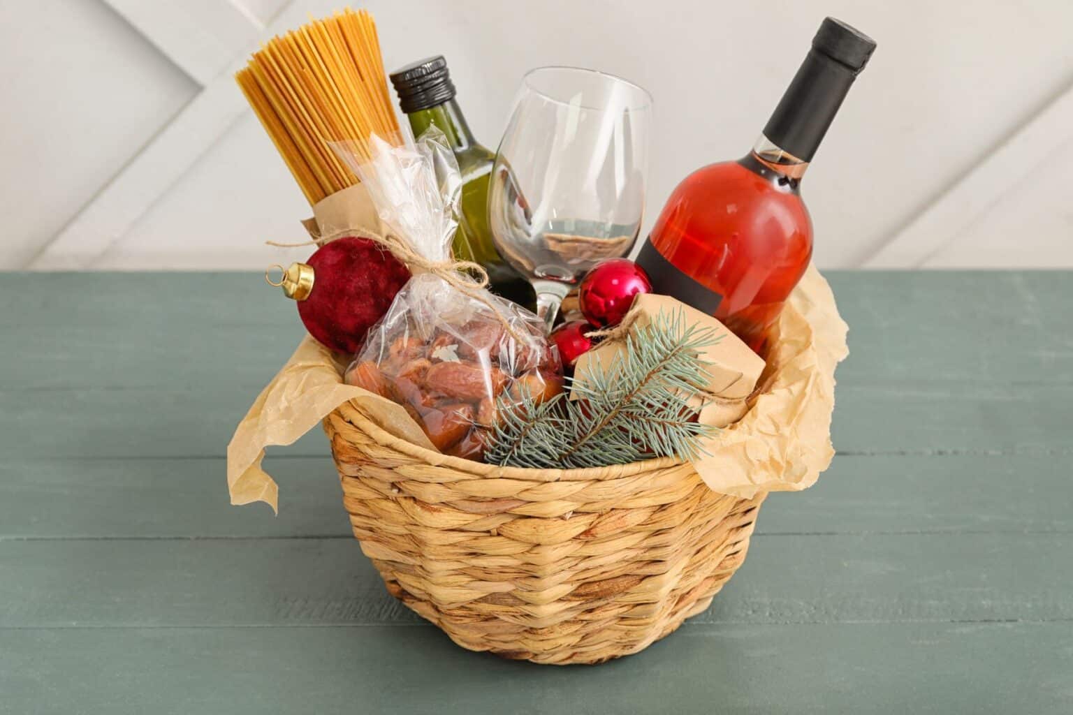 Wine themed gift basket for the holidays