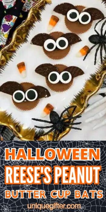 Halloween Reese's Peanut Butter Cup Bats | Halloween Recipes | Halloween Candy Recipes | Bat Recipes | Halloween Snack Ideas | Halloween Party Food Ideas #Halloween #HalloweenRecipes #ReesePeanutButterCups #BatRecupes #PartySnacks