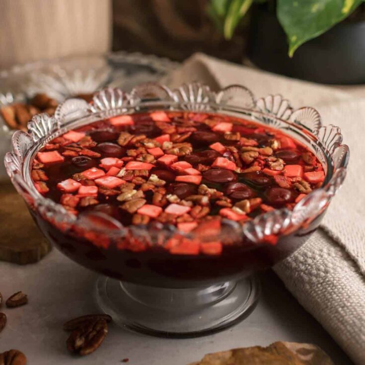 Image for Black Cherry Jello with Cream Cheese and Pecans Recipe {Gluten-Free}