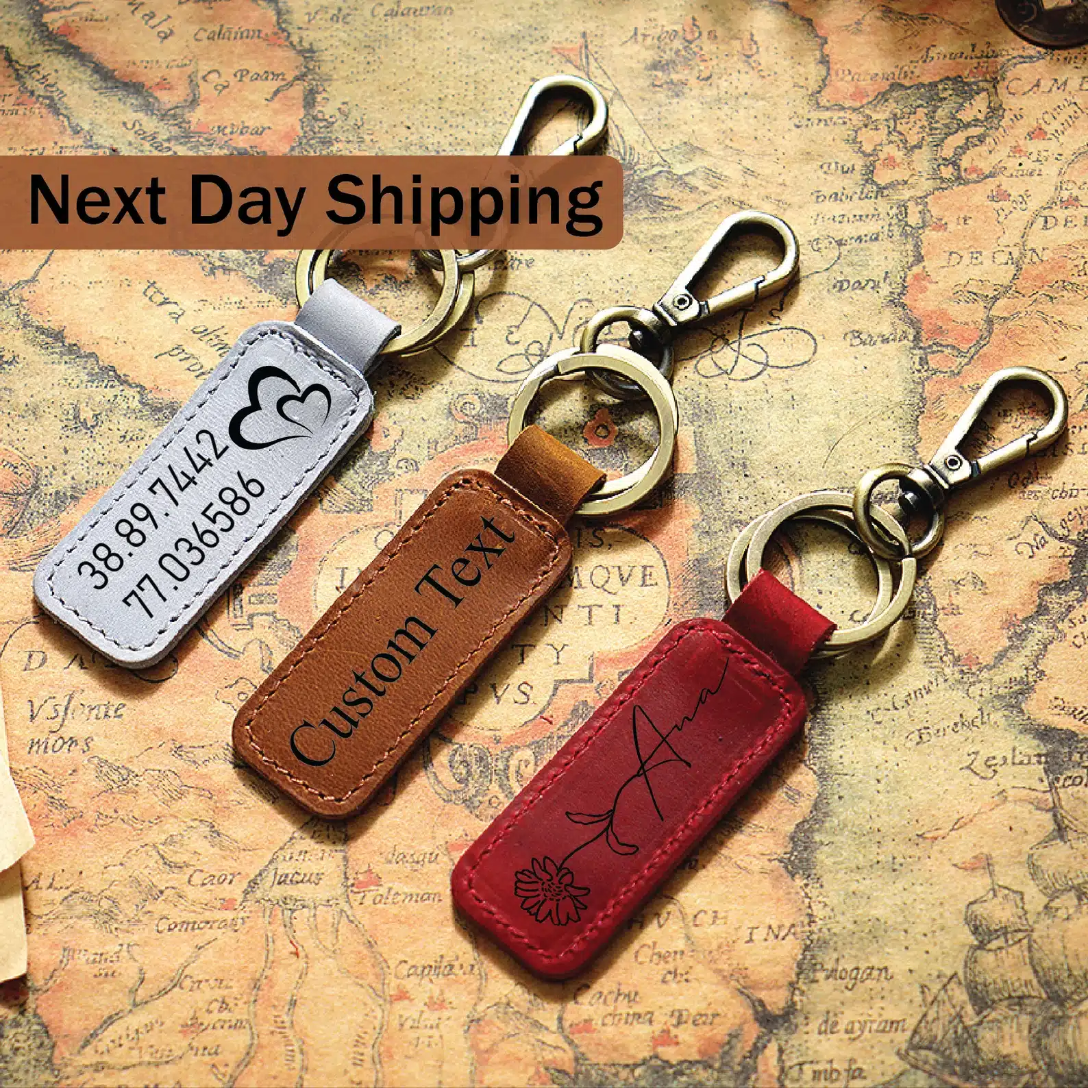 Personalized Leather Keychain 