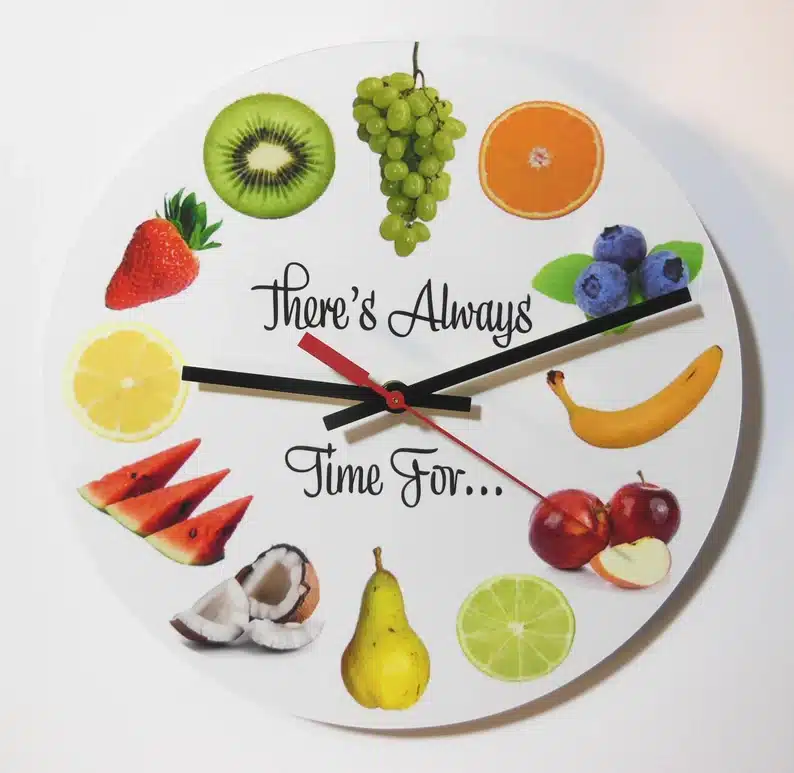 There's Always Time For Fruit: 10" Wall Clock
