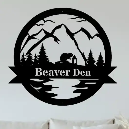 Gift Ideas for Beaver Lovers - metal beaver sign that says beaver den on it. 