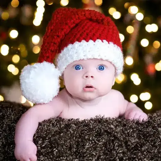 Christmas Gift Ideas for Infants - handmade santa hat on baby. 