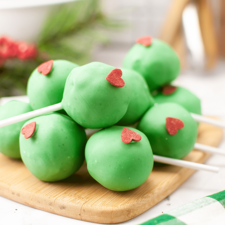Image for The Best Christmas Grinch Cake Pops Recipe