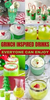 Grinch Inspired Drinks Everyone Can Enjoy This Christmas | Boozy Grinch Cocktails | Kid Friendly Grinch Drinks | Grinch Drinks for the whole family | Grinch Christmas Drinks #Christmas #Grinch #BoozyCocktails #Mocktails #GrinchDrinks