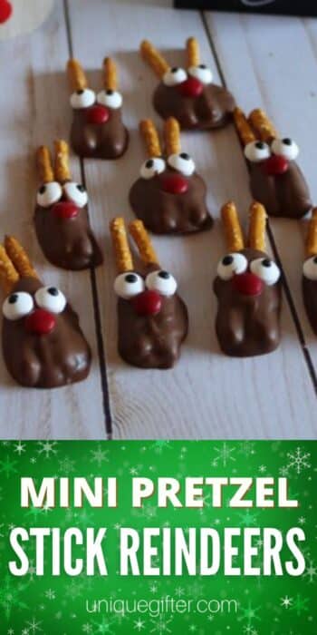 Mini Pretzel Stick Reindeers | Christmas Snack Ideas | Christmas Reindeer Snack Ideas | Kid friendly Christmas snack ideas | Christmas Party food ideas #MiniPretzelStick #Reindeers #Christmas #ChristmasRecipes #ReindeerRecipes
