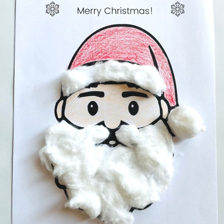 Image for Easy Cotton Ball Santa Craft for Kids (Free Printable)