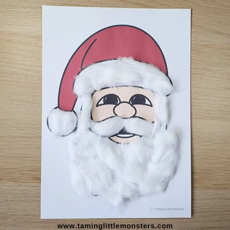 Image for Cotton Wool Santa Craft for Kids (Free Printable Template)