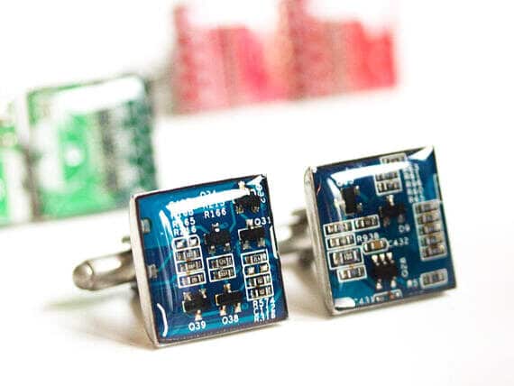 Cufflinks with real circuit boards