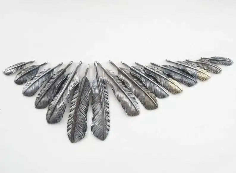Feather Pendant Handcrafted Oxidized 925 Sterling Silver Tribal Native American Indian Symbolic Charm Red Tailed Hawk Feather Boho Nature
