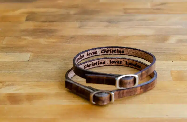 His and Hers Love Single Wrap Leather Bracelets - Set of Two
