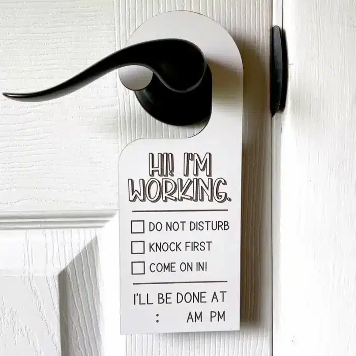 Work from Home Door Sign - Whiteboard Hanger with Chalkboard Back
