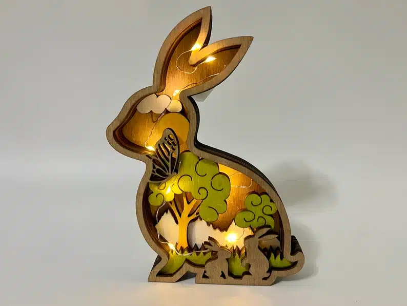 Gift Ideas for the Year of the Rabbit - wooden carved rabbit light