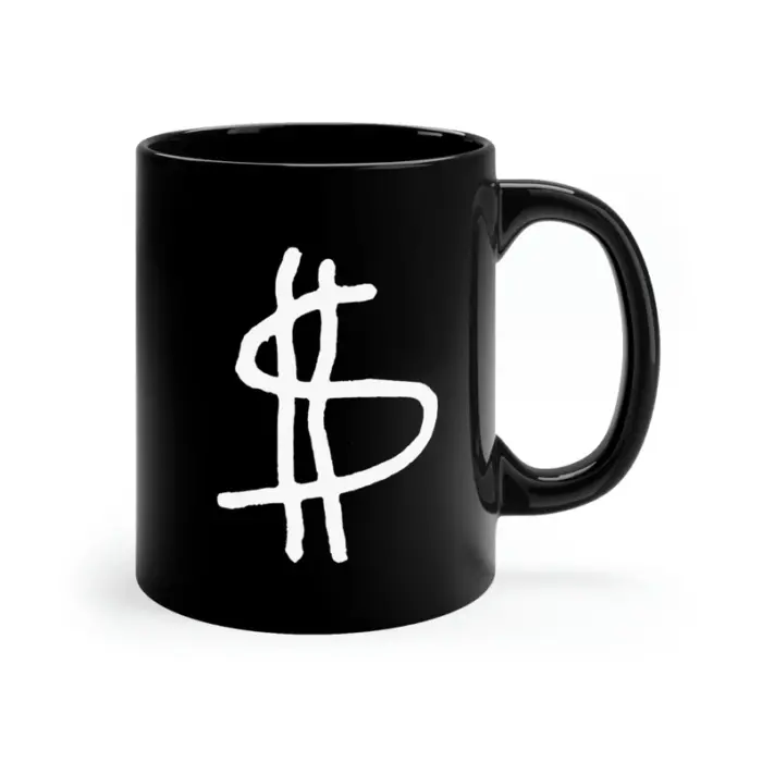 MODERN DOLLAR SIGN Inspired 11oz Black Mug designed by the blenq
