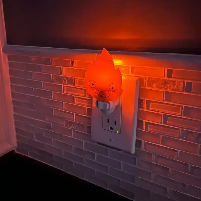 Stained Glass Calcifer Inspired Flickering Night Light