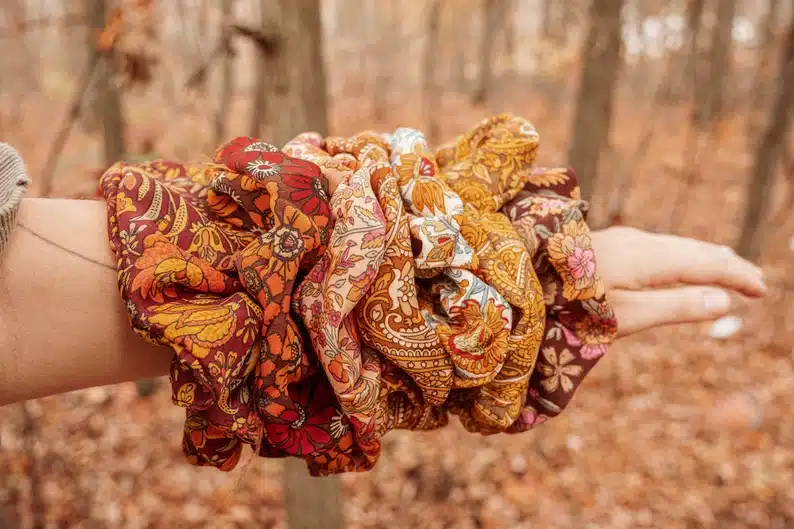 Recycled Silk Sari Boho Scrunchies