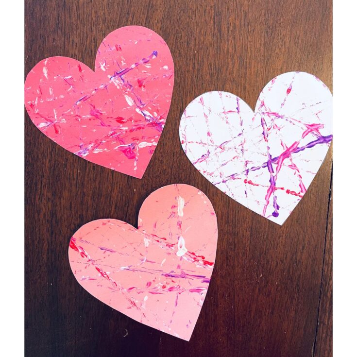 Image for Preschool Valentine’s Day Marble Paint Art (Free Heart Printable)