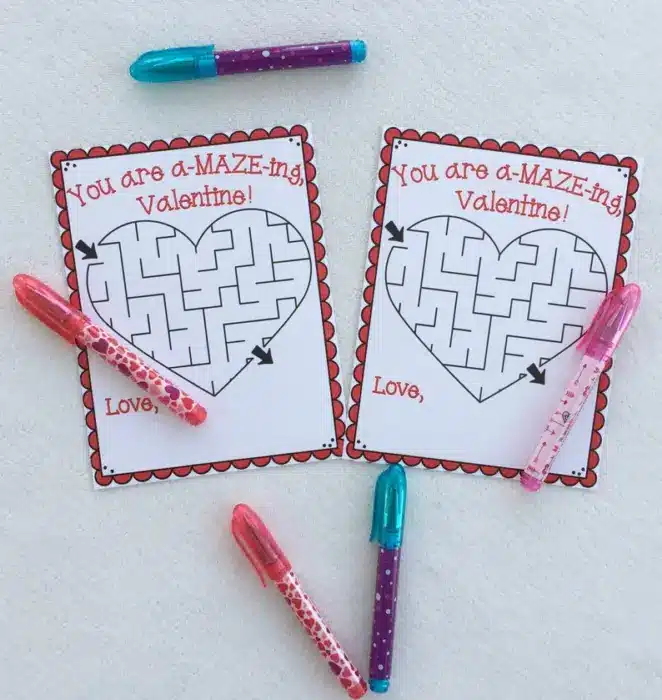 Printable Maze Valentines