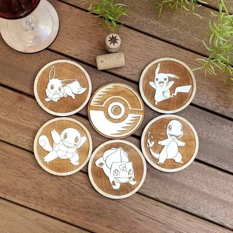 Set of 6 - Pokémon Collection- Wooden Coasters 