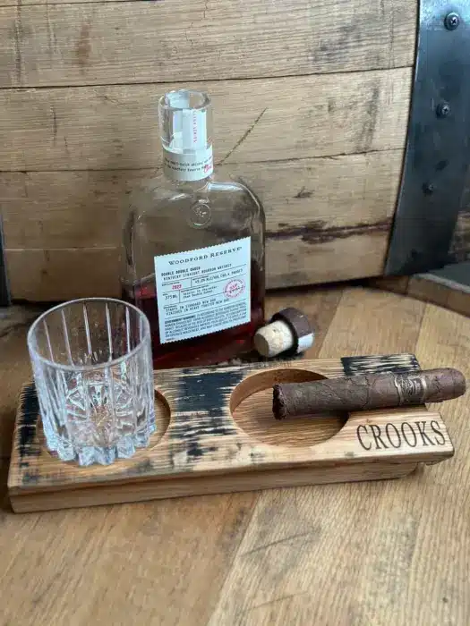 Whiskey Bourbon Barrel Cigar Tray and Coaster