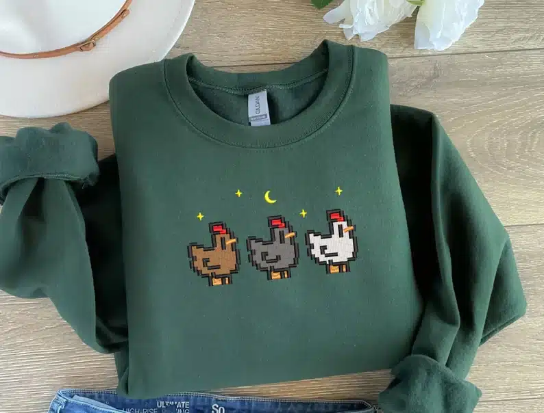 EMBROIDERED Stardew Valley Chicken Sweatshirt