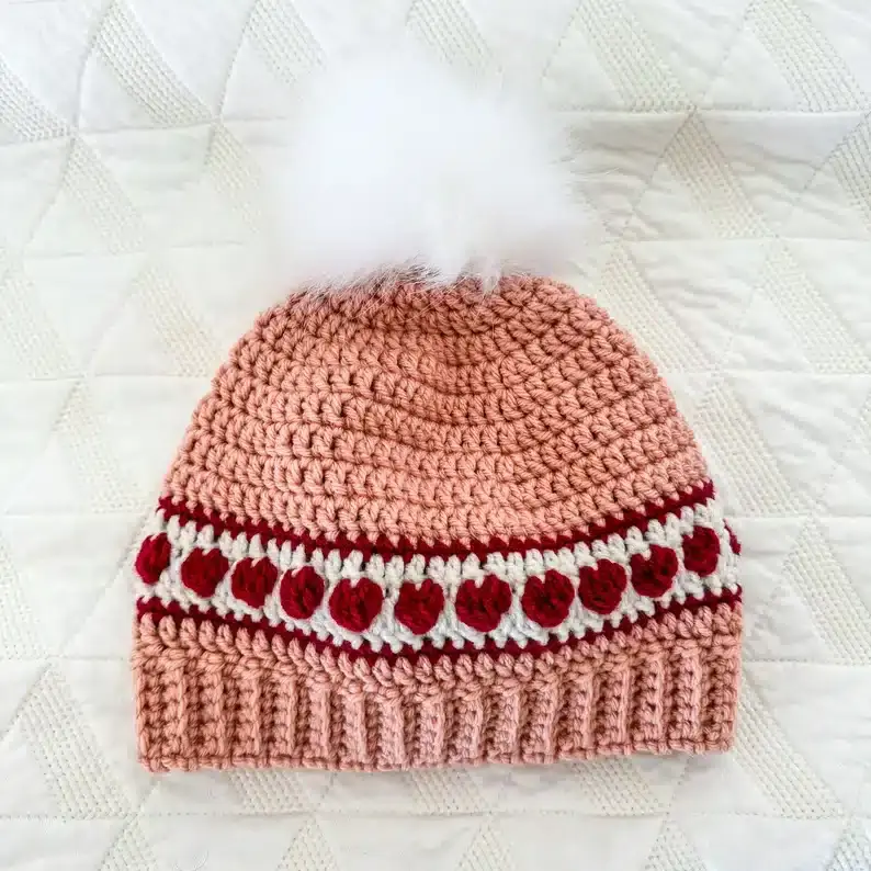 Valentine's Day crocheted hat