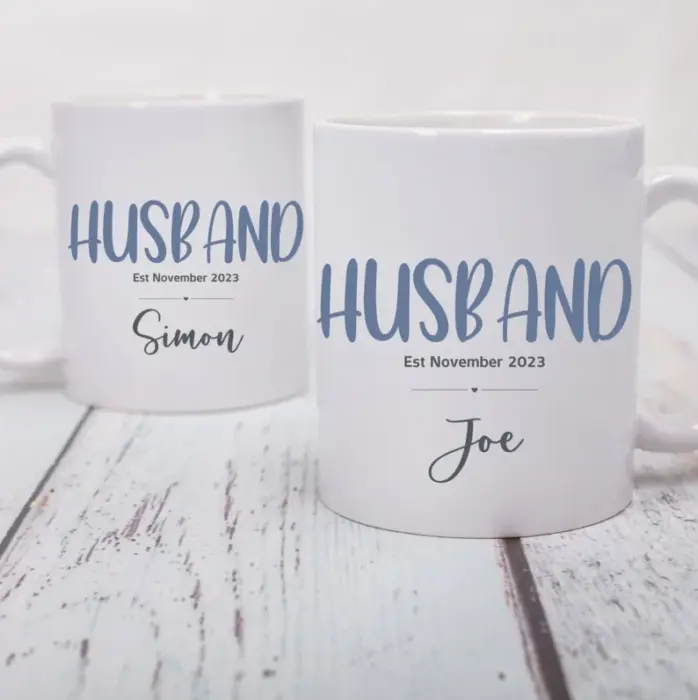 Personalised gay men husband mugs
